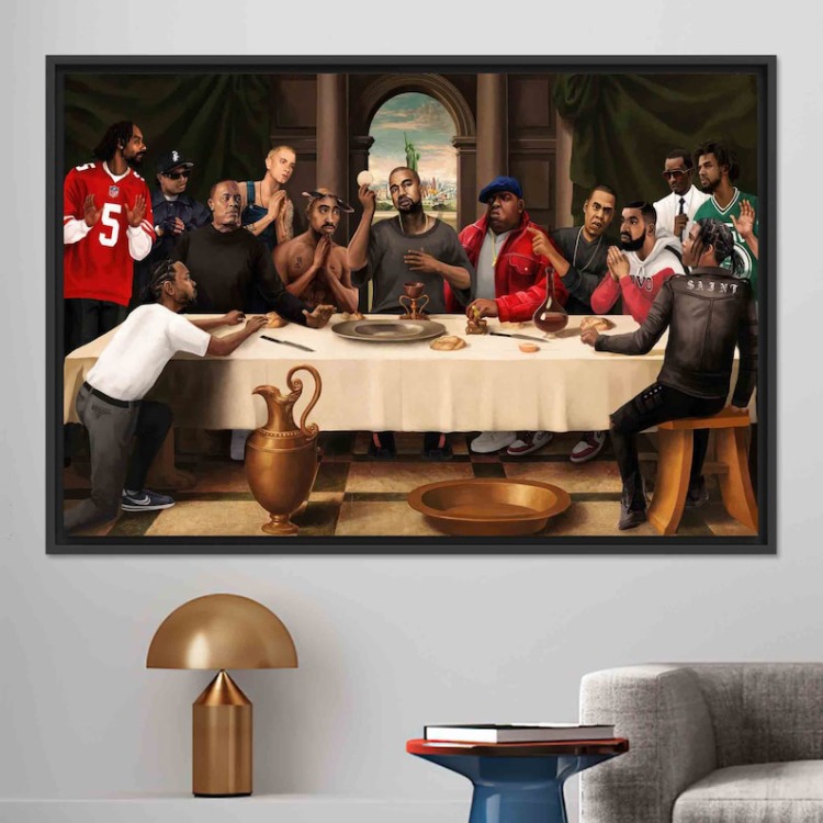 Hip Hop Last Supper Canvas Art | Rapper Legends Poster Print
