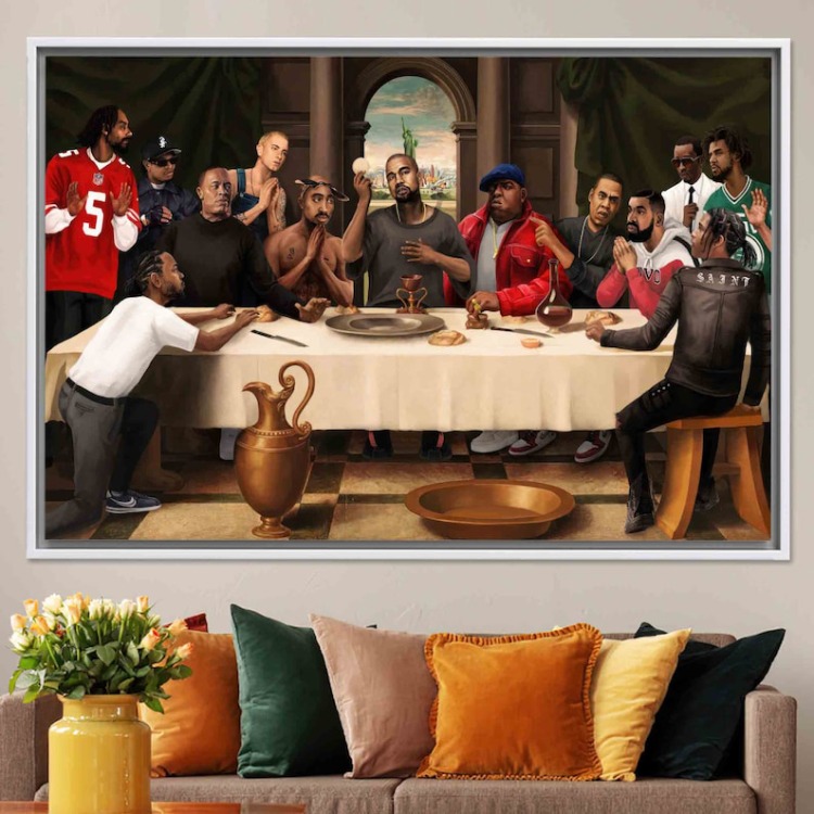 Hip Hop Last Supper Canvas Art | Rapper Legends Poster Print