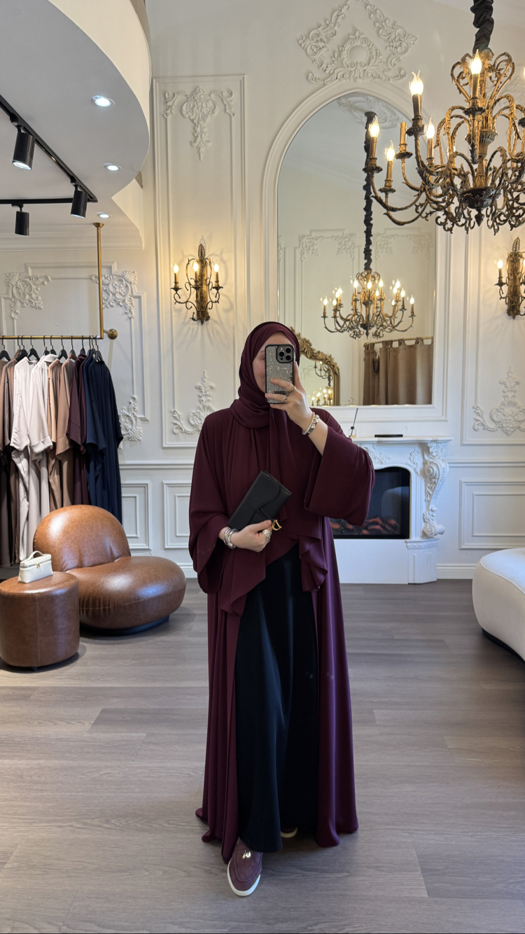 Lusea bordo abaya şal takım