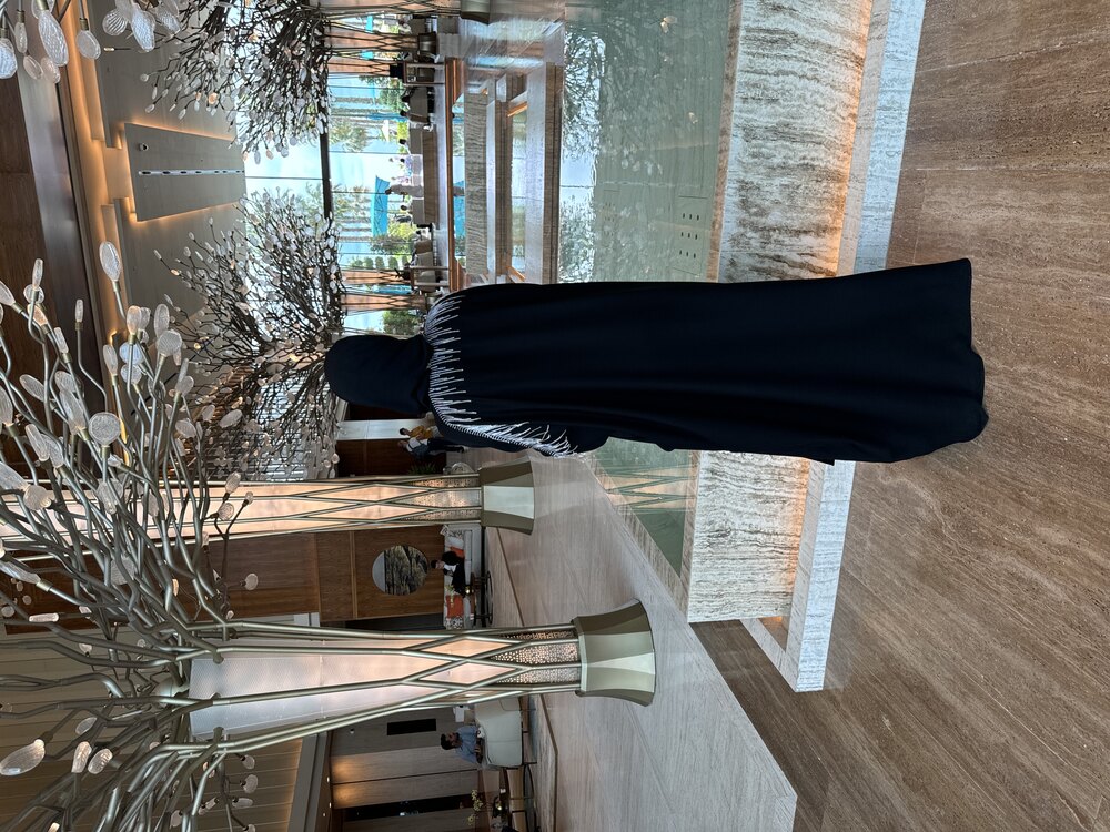 Arkası taşlı abaya