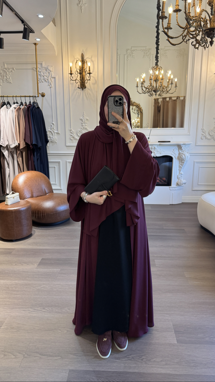 Lusea bordo abaya şal takım