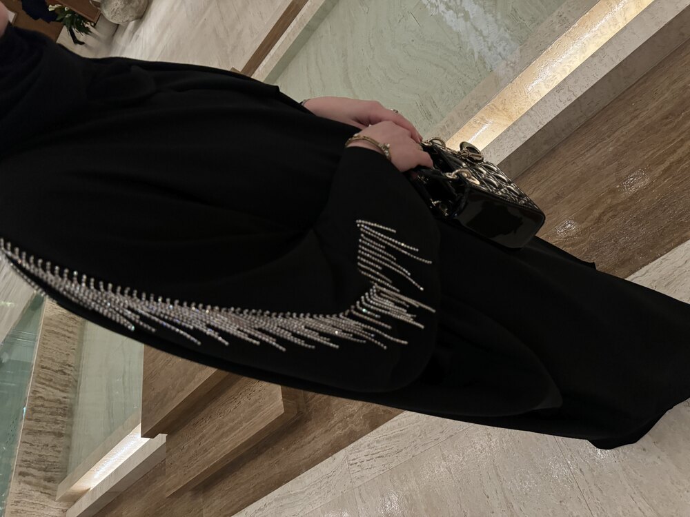 Arkası taşlı abaya