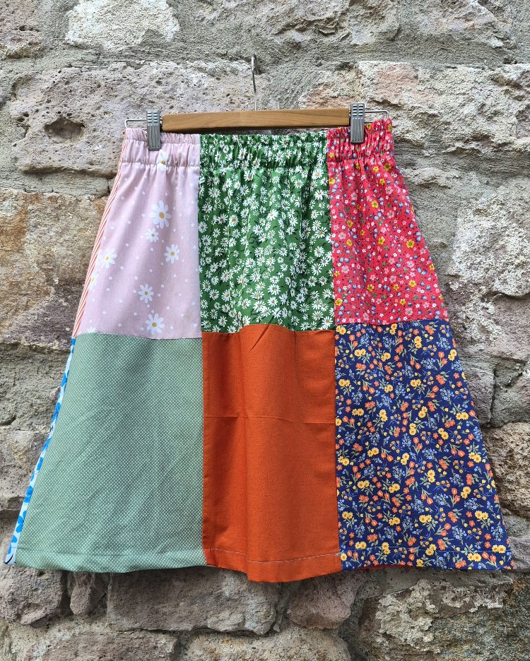 Zeytin Kedisi Patchwork Etek