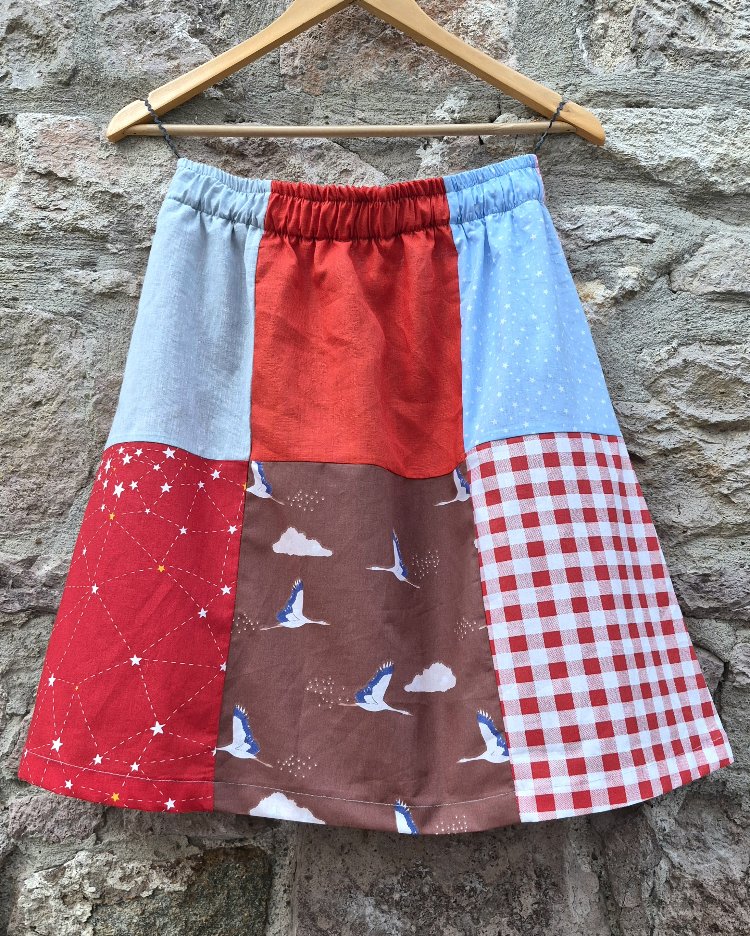 Çocuk Çizimli Patchwork Etek