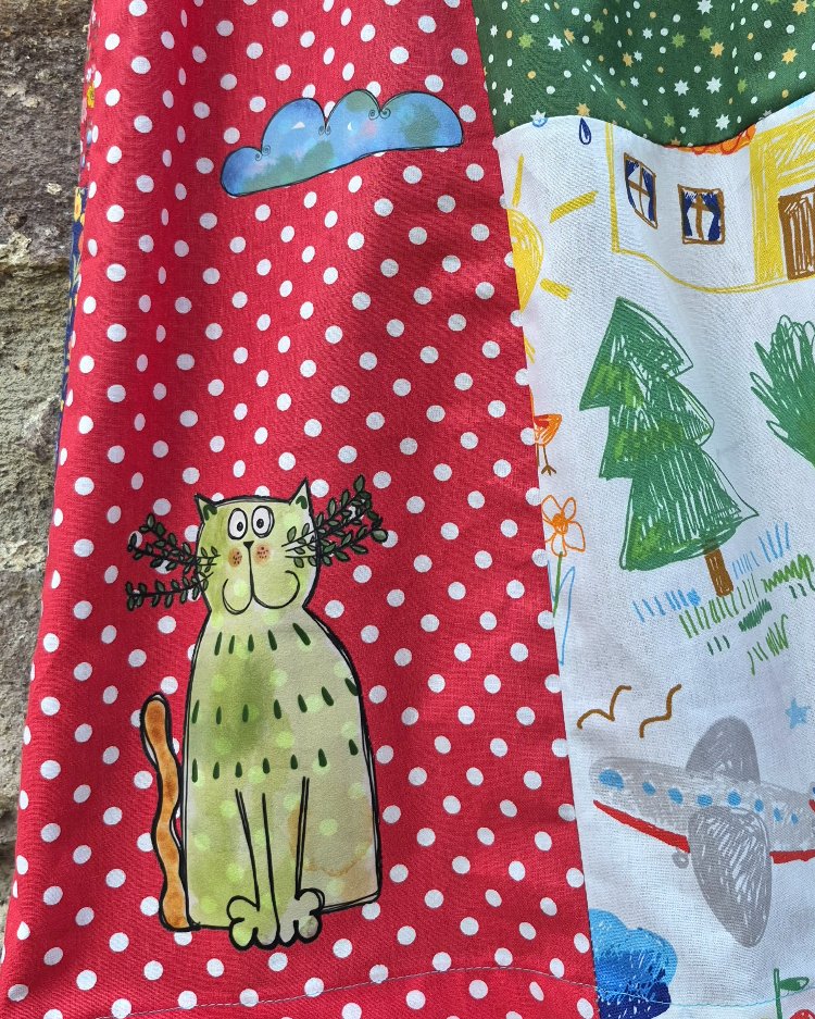 Zeytin Kedisi Patchwork Etek
