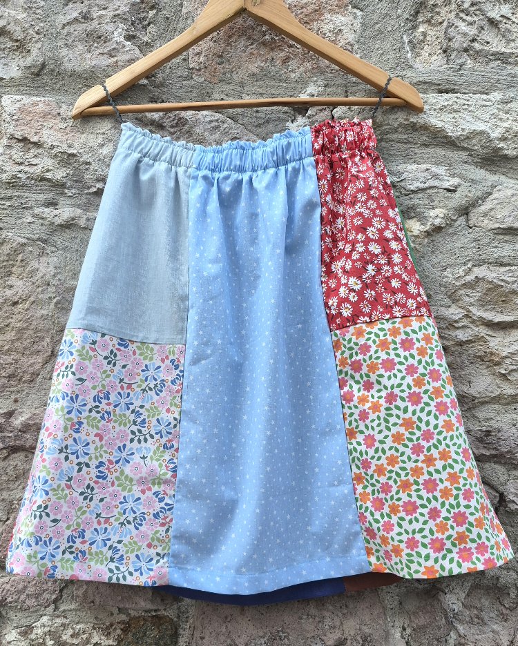 Kedi ve Kuşlar Patchwork Etek