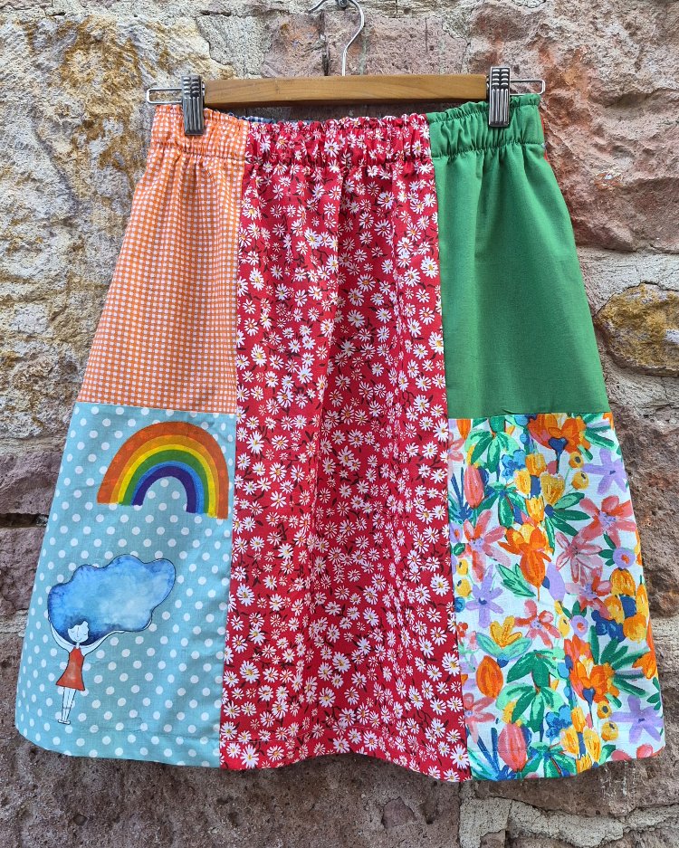 Deniz Saçlı Kız Patchwork Etek