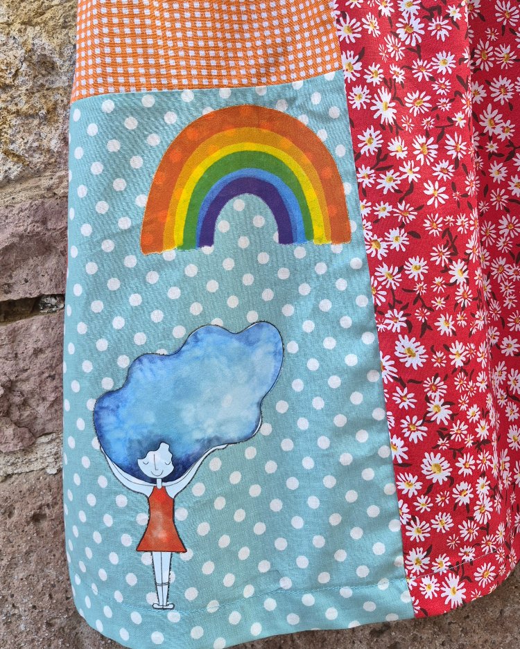 Deniz Saçlı Kız Patchwork Etek