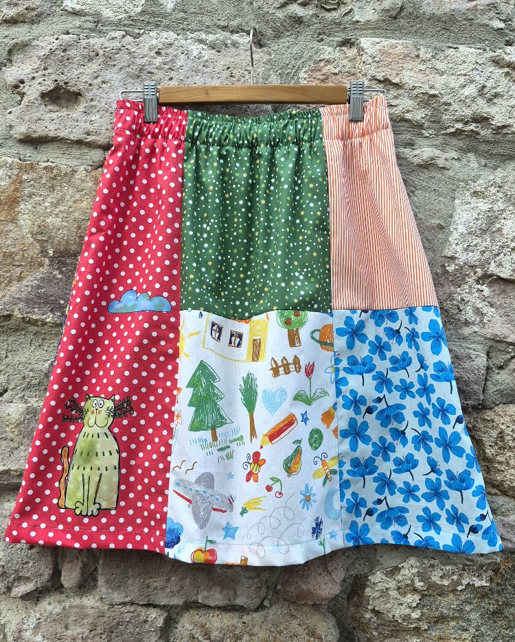 Zeytin Kedisi Patchwork Etek