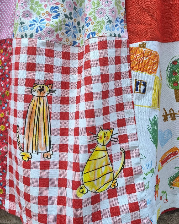 Çocuk Çizimli Patchwork Etek