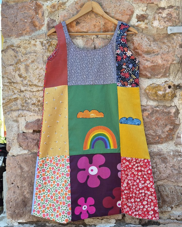Gökkuşağı Patchwork Elbise