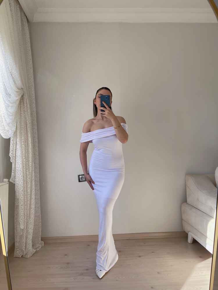 MADONNA YAKA ASTARLI MAXI ELBİSE