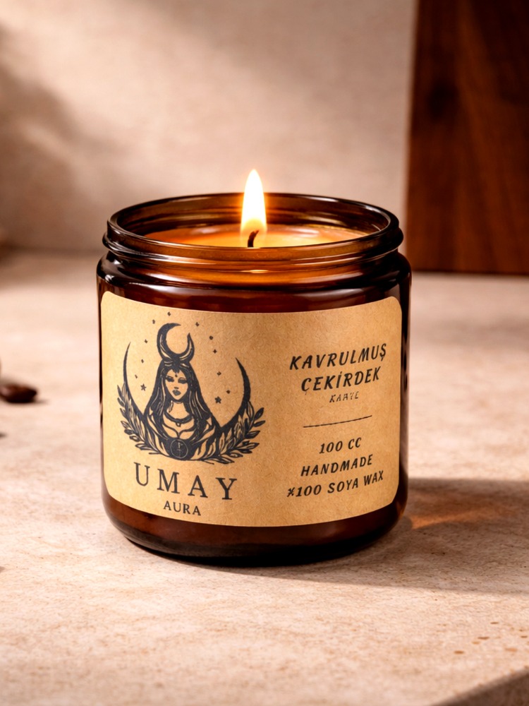 Kahve Kokulu El Yapımı Soya Mum Amber Kavanoz 100 cc