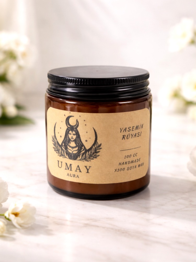 Yasemin Kokulu El Yapımı Soya Mum Amber Kavanoz 100 cc
