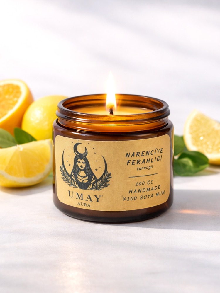 Limon Kokulu El Yapımı Soya Mum Amber Kavanoz 100 cc