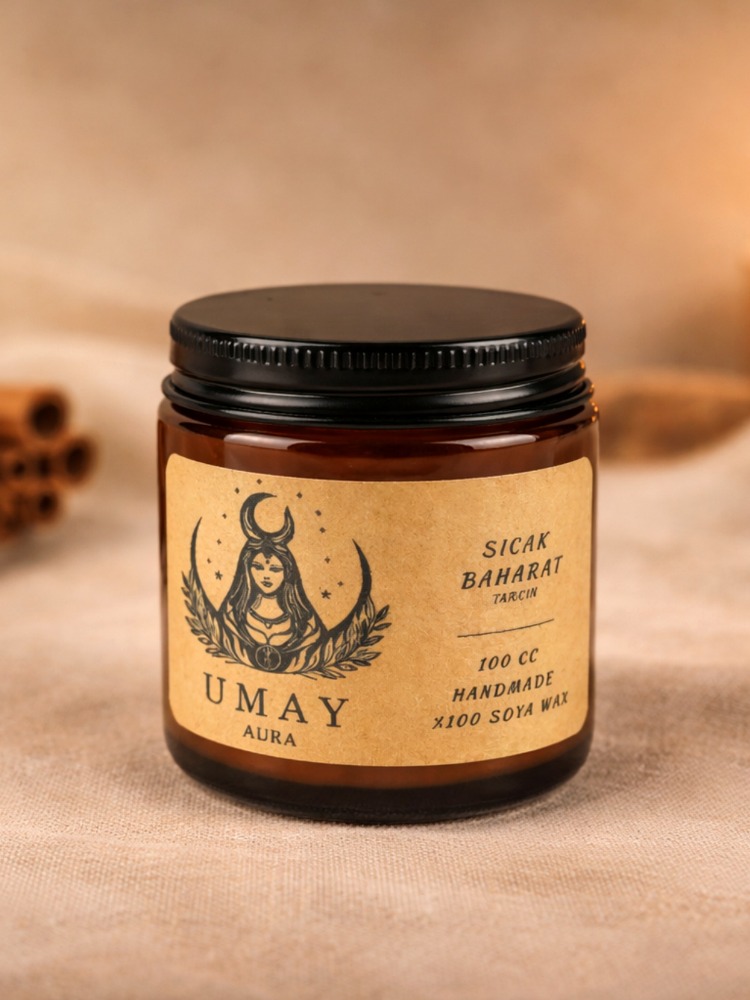 Tarçın Kokulu El Yapımı Soya Mum Amber Kavanoz 100 cc