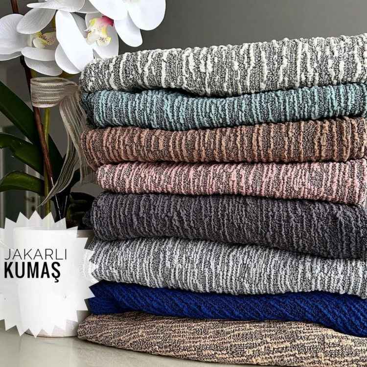 DOKUMA JAKAR 3+2+1+1 KOLTUK ÖRTÜSÜ TAKIMI (AĞAÇ KABUĞU DESEN)