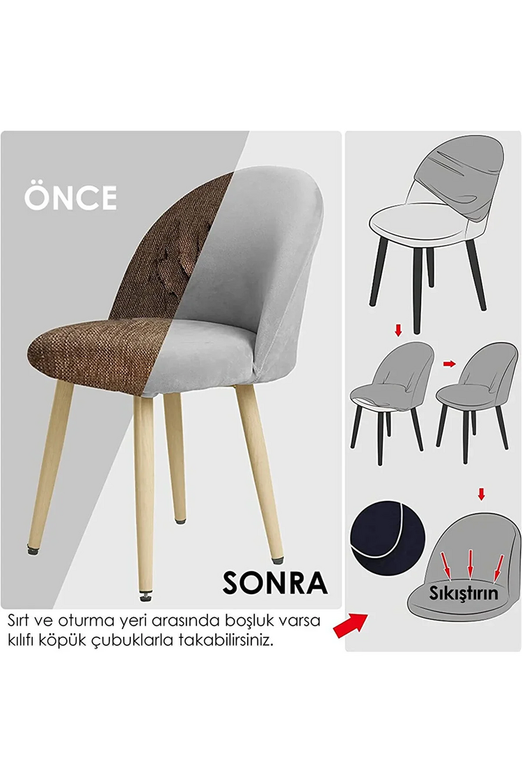 6 Adet Dokuma jakar kumaş Oval sandalye kılıfı. (Ağaç kabuğu desen)