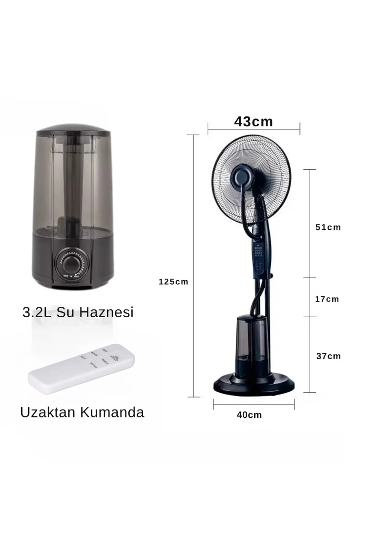 THE WLUE Uzaktan Kumandalı Buzlu Vantilatör 