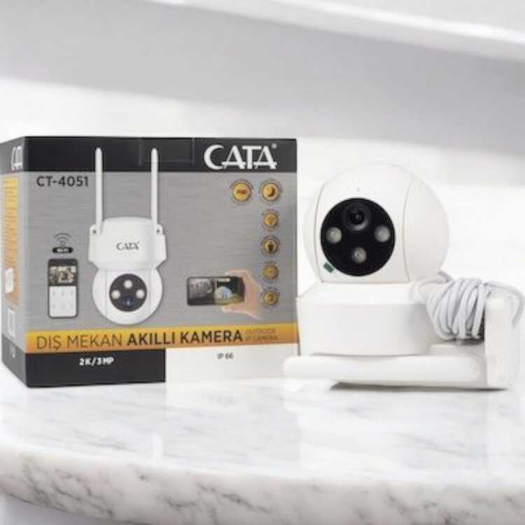 Cata-4051 AKILLI KAMERA DIŞ MEKAN IP66 1080P GECE GÖRÜŞLÜ SİRENLİ