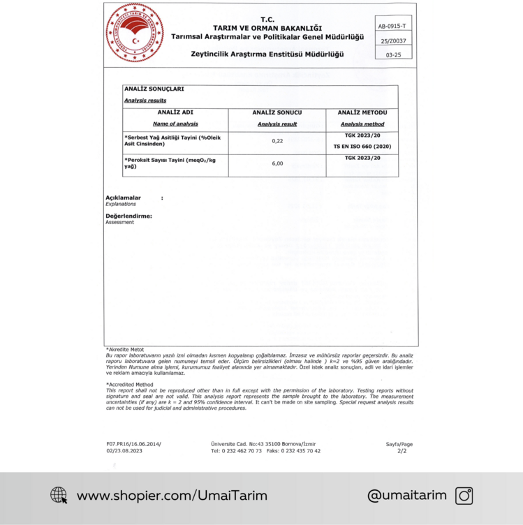 2024-2025 SEZONU UMAİ NATUREL SIZMA ZEYTİNYAĞI 5 LT