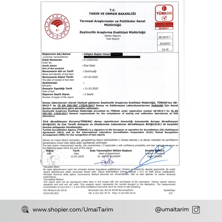 2024-2025 SEZONU UMAİ NATUREL SIZMA ZEYTİNYAĞI 5 LT