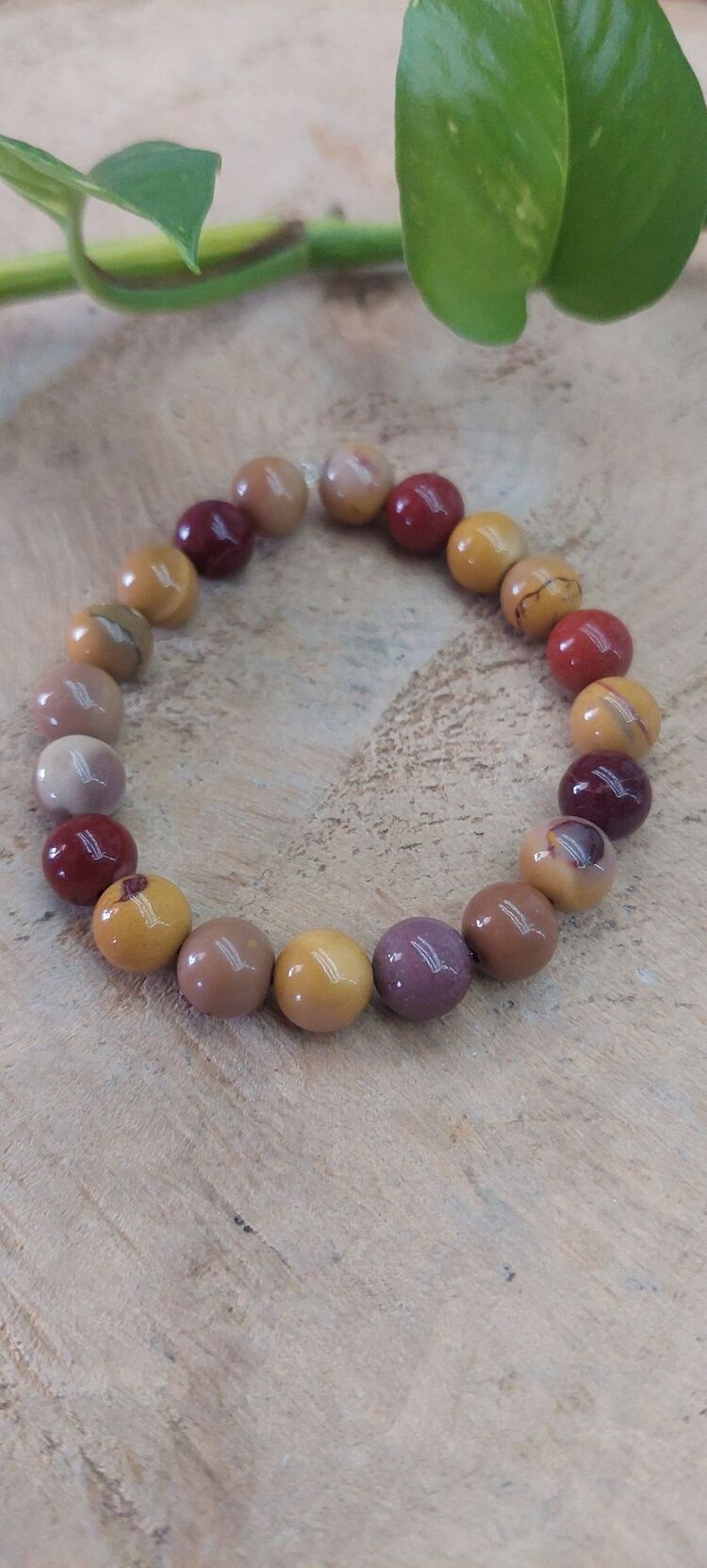 Mokait Jasper 8 mm Küre Kesim Bileklik Esnek Misineli