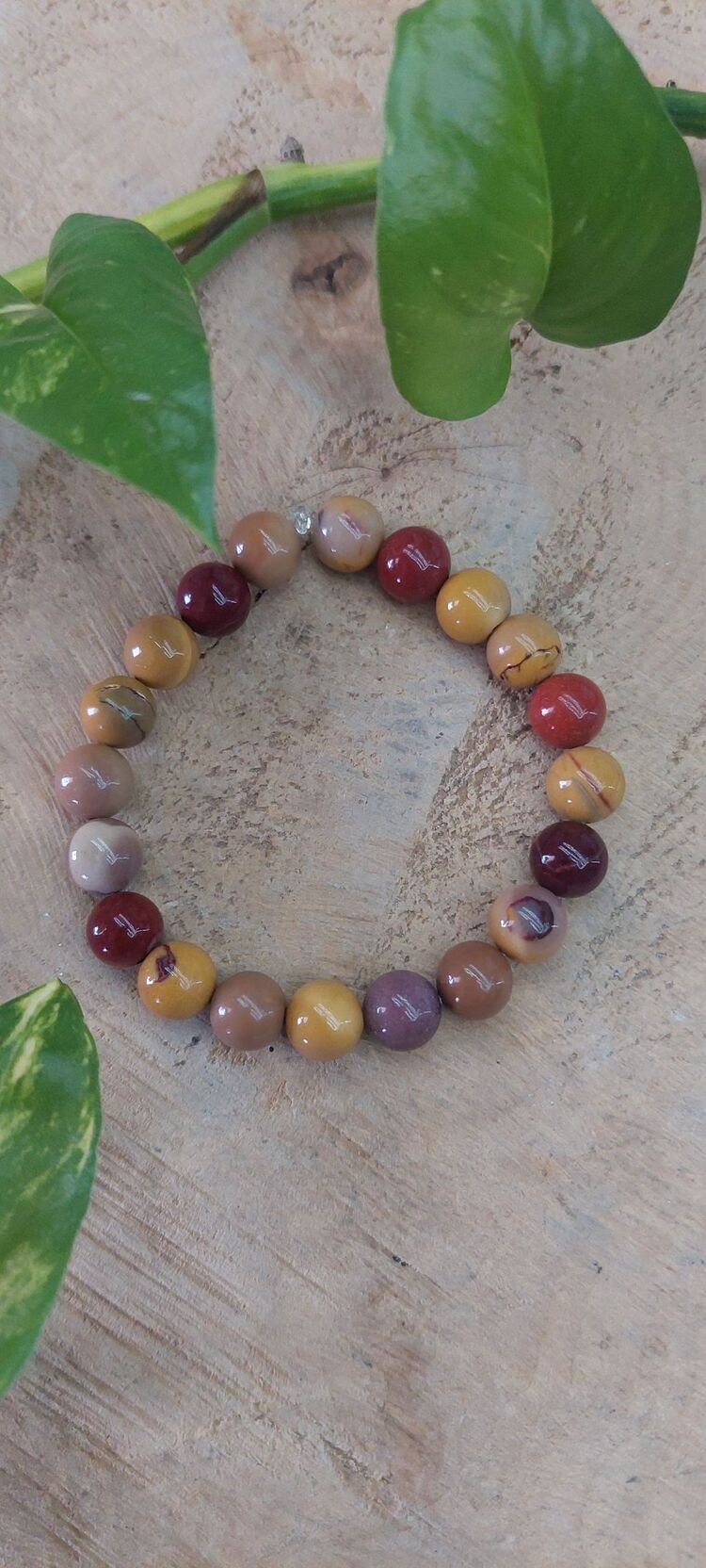 Mokait Jasper 8 mm Küre Kesim Bileklik Esnek Misineli