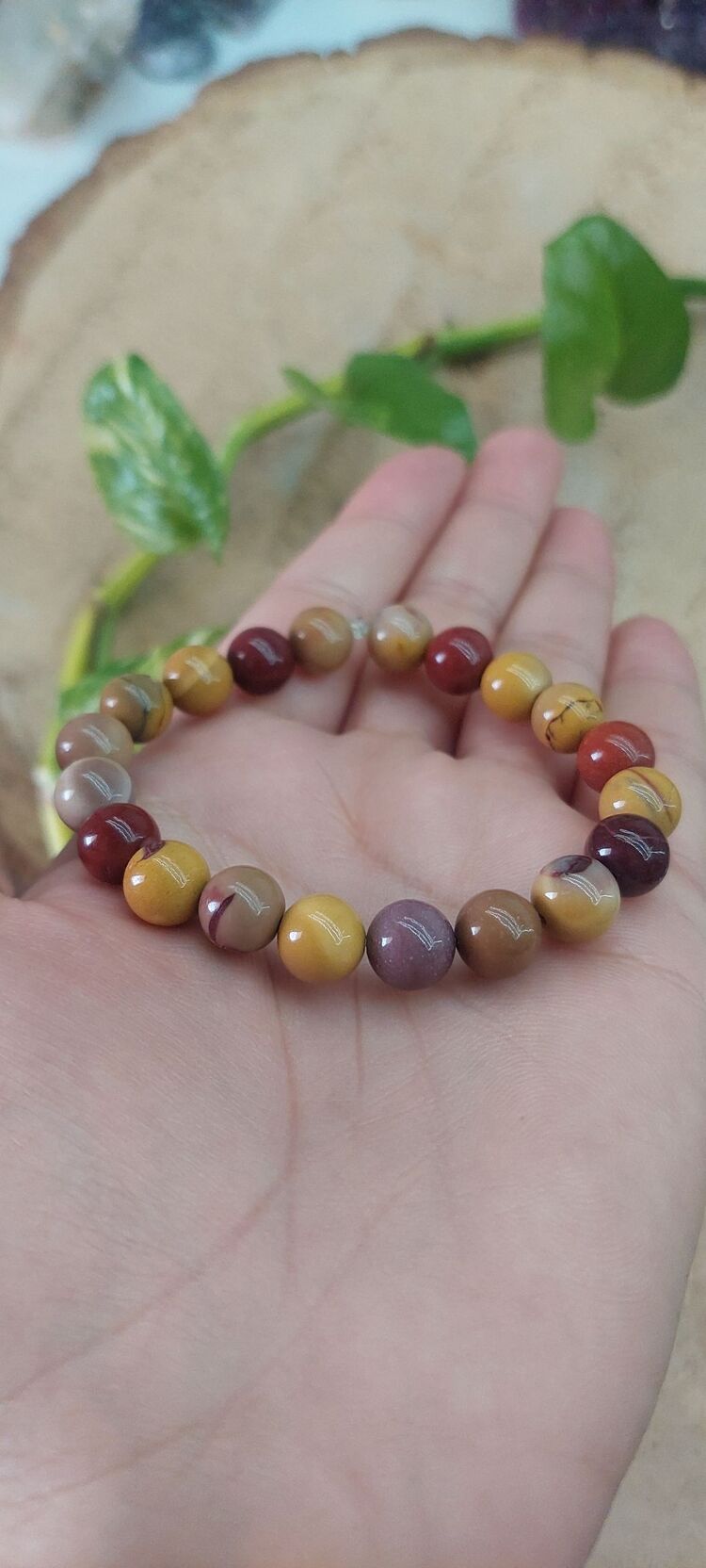 Mokait Jasper 8 mm Küre Kesim Bileklik Esnek Misineli