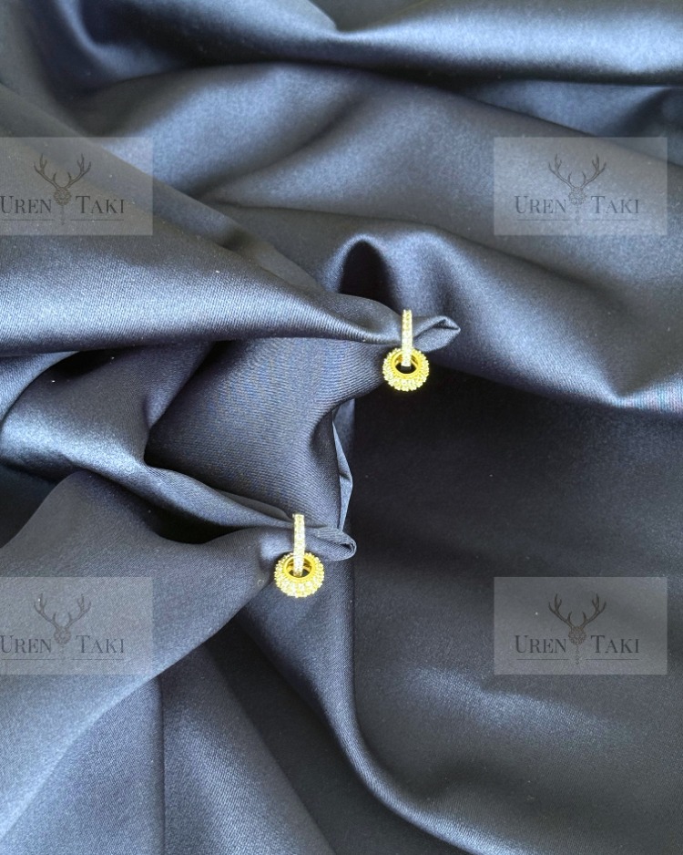 Özel Seri Xuping Gümüs- Gold Zirkon Tasli Minimal Kupe