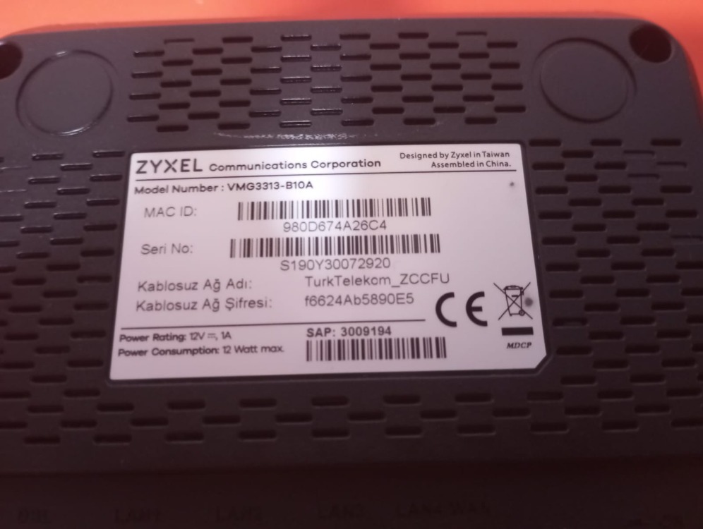 ZYXEL VMG3313-B10A Yeni Nesil VDSL Modem (Sorunsuz, Kılavuzlu ,Yüksek çekim , İkinci El)