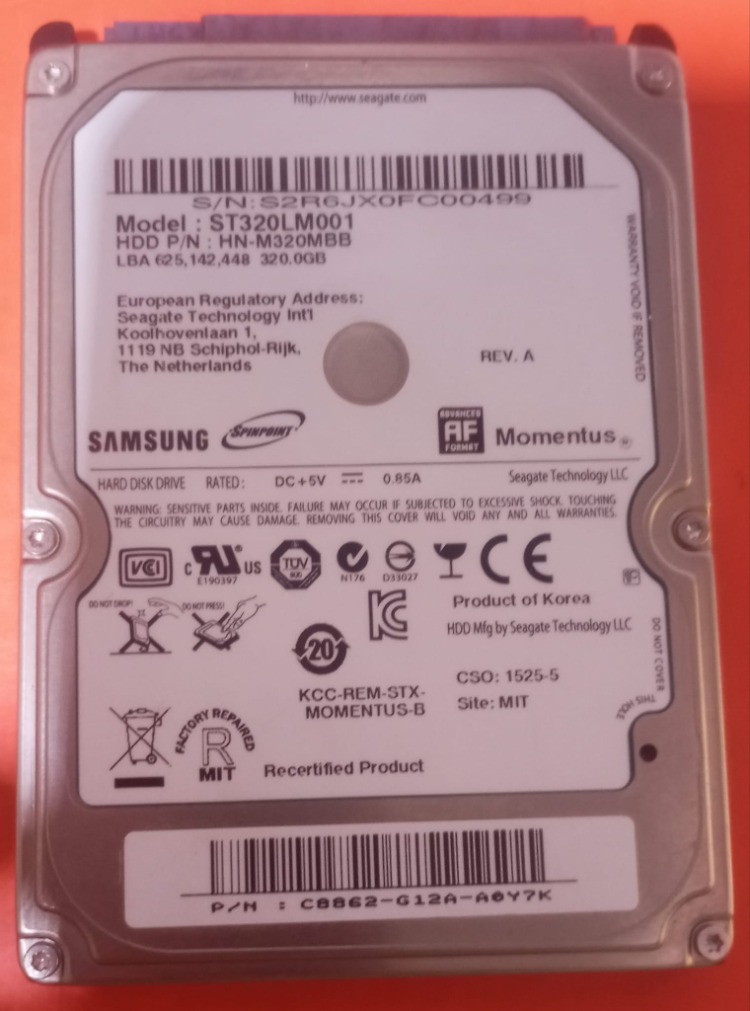 Seagate 320GB 2.5” SATA Laptop Hard Disk (Sağlık 100 - Sorunsuz)