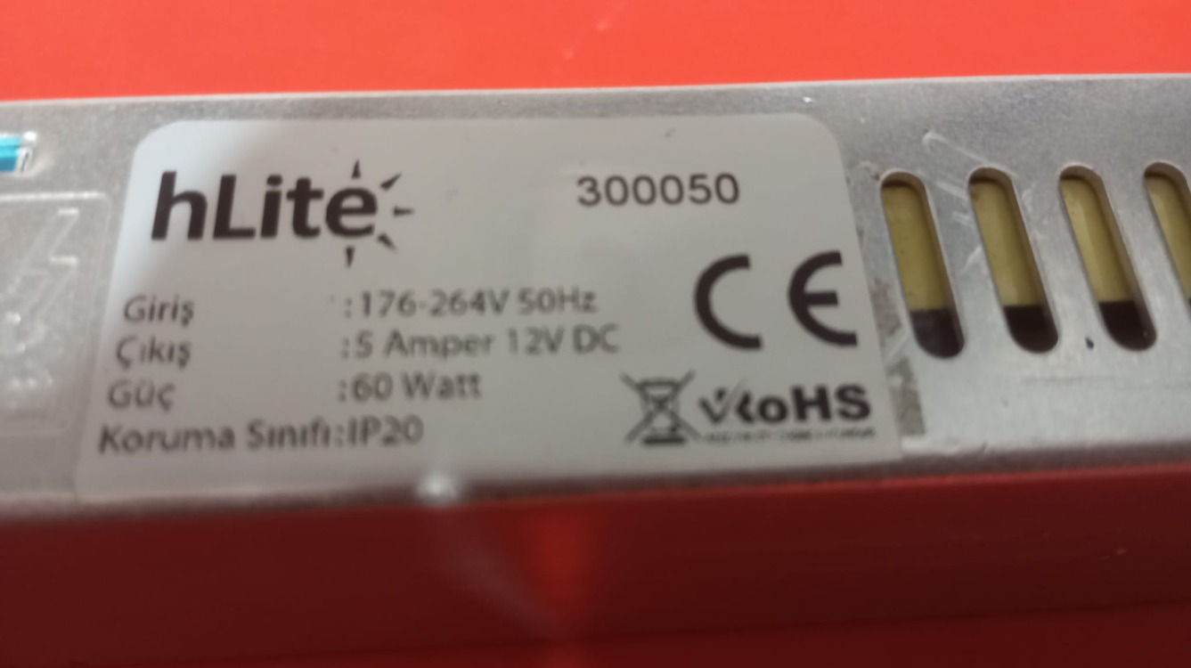 HLITE 12V 5A 60W Fansız Adaptör Güç Kaynağı Trafo (Sorunsuz , Kaliteli , İkinci El)