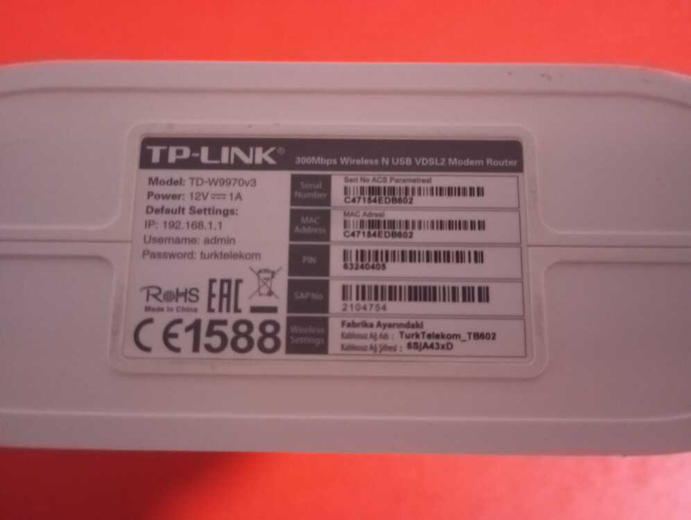 TP-LINK TD-W9970v3 300 Mbps VDSL Modem ( Başarılı ürün , Sorunsuz , İkinci El)