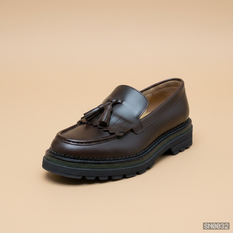 Premium Kahve Püsküllü Loafer