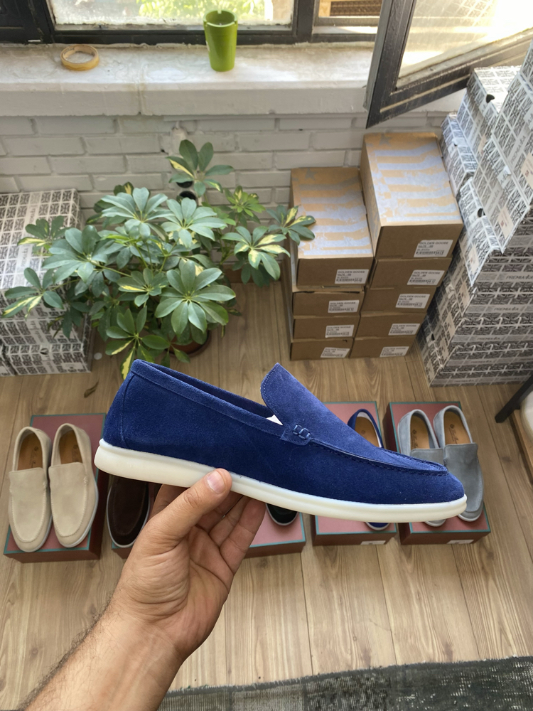 Lacivert Süet Erkek Loafer | %100 Hakiki Dana Derisi Premium Günlük 