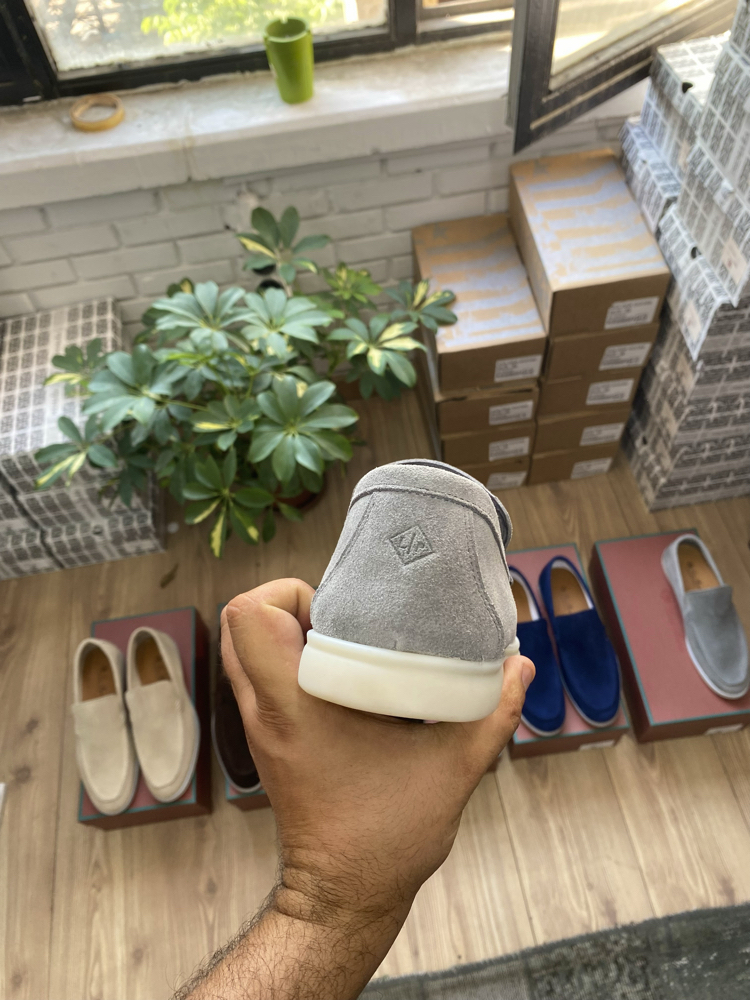Gri Süet Erkek Loafer – %100 Dana Derisi Yazlık Günlük Ayakkabı