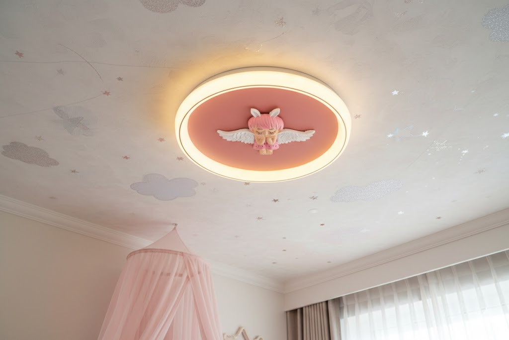 VONA_3Işık LED Kız Çocuk Odası Pembe Plafonyer Çap.50cm 