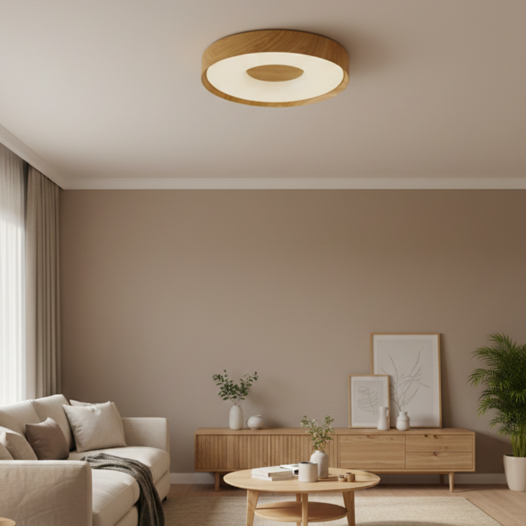 VONA_3Işık LED Meşe Görünümlü Plafonyer Çap.50cm
