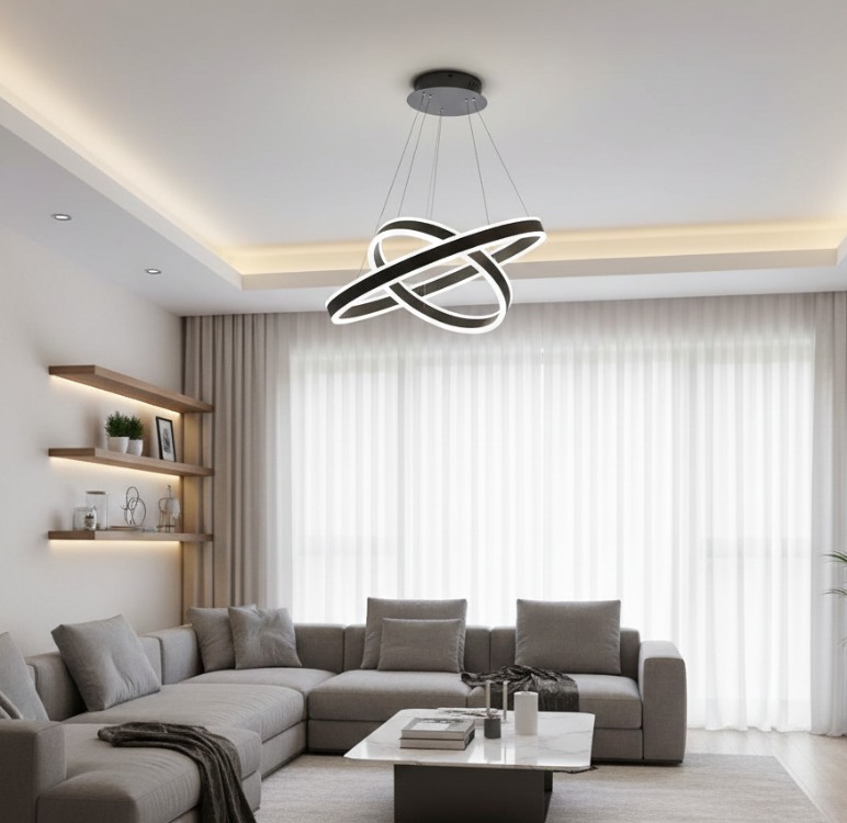 VONA_Halka 2li LED Modern Yukarı & Aşağı Işık Sarkıt Avize Q.60-80cm