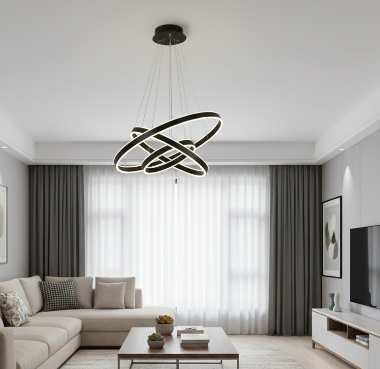 VONA_Halka 3lü LED Modern Yukarı & Aşağı Işık Sarkıt Avize Q.60-80-100cm 
