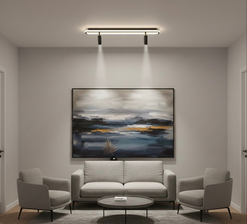 ELİPS PLAFONYER AVİZE 16x60 cm 2 SPOTLU
