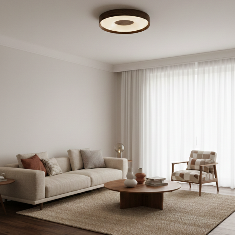 VONA_3Işık LED Ceviz Görünümlü Plafonyer Çap.50cm