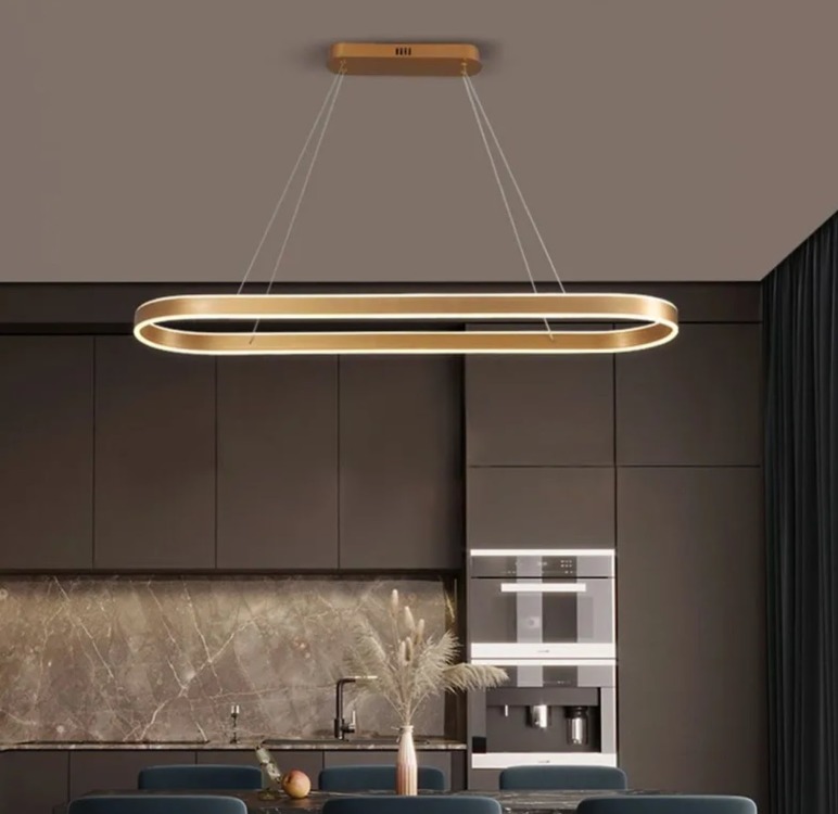 VONA_Owal Köşe LED Modern Yukarı & Aşağı Işık Sarkıt Avize 90cm