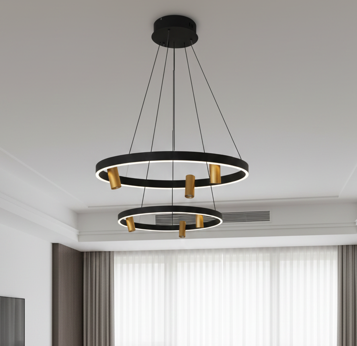 VONA_Halka LED Modern Spotlu Sarkıt Avize Q.60+80cm