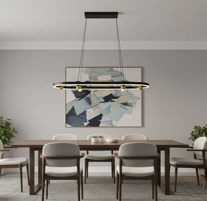 VONA_Owal Köşe LED Modern Spotlu Sarkıt Avize 40*120cm