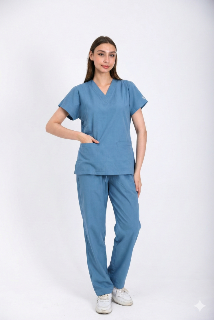 Classic Comfort Serisi Kadın Uniforma - Mavi