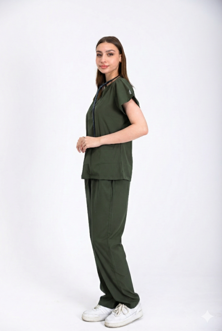 Classic Comfort Serisi Kadın Uniforma - Zeytin Yeşili