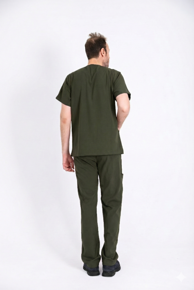 Classic Comfort Serisi Erkek Scrubs - Zeytin Yeşili