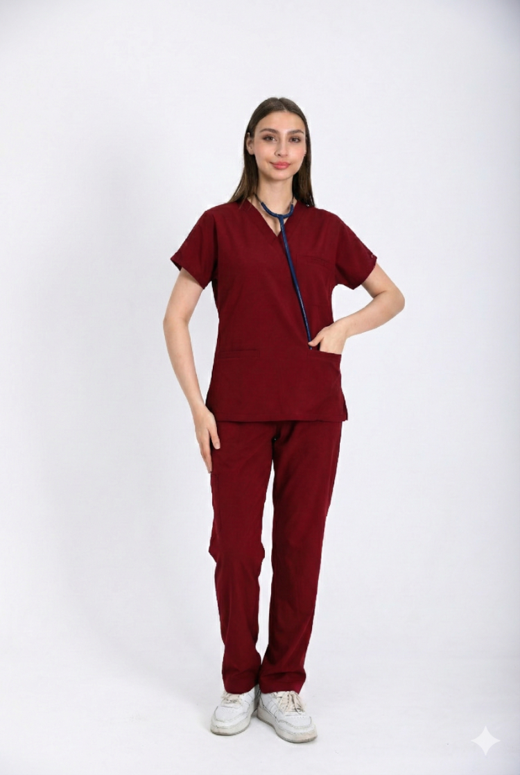 Classic Comfort Serisi Kadın Uniforma - Bordo